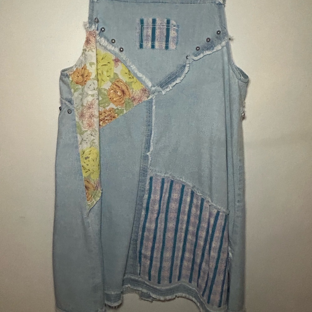 POL Light Blue Denim Floral Patch Mini Dress - Picture 5 of 14